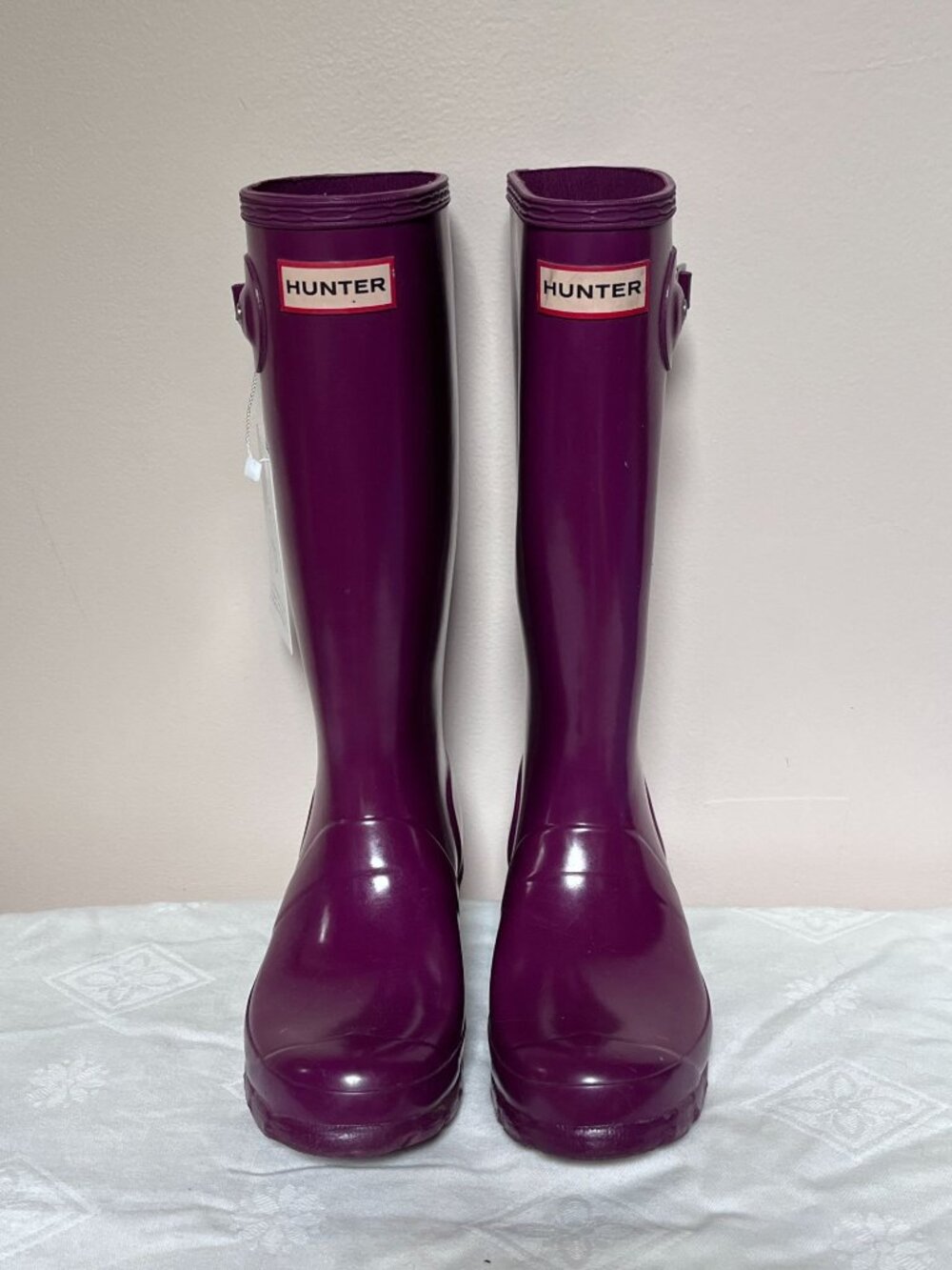 Hunter Womens Dark Ruby Mulberry Rain Boots UK 3 US 5 Adjustable Tall Wellies